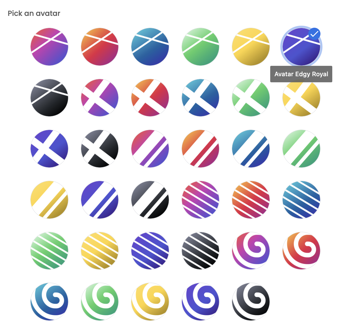 Avatar picker
