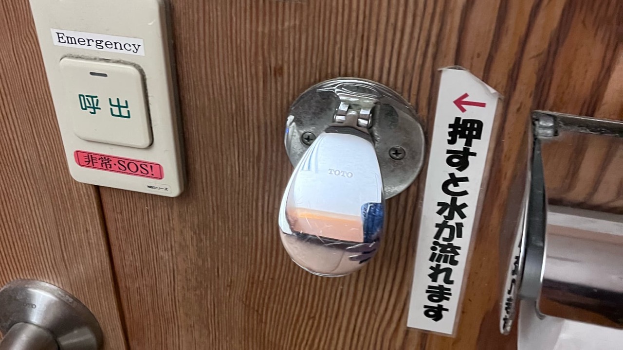 Emergency button next to a really cool flush