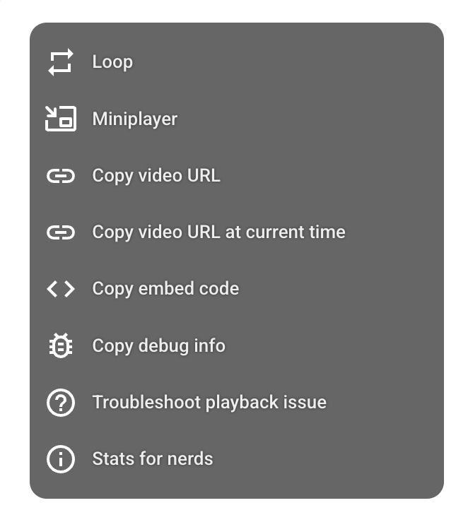 YouTube right-click menu, That ‘Stats for nerds’ button is calling me